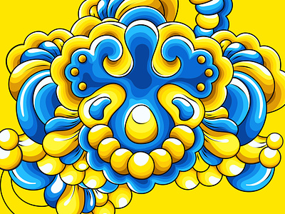 Blue Yellow Illustration abstract blue and yellow bubble coliorfulpattern colored cute doodle illustration pattern ukraine ukrainian vector