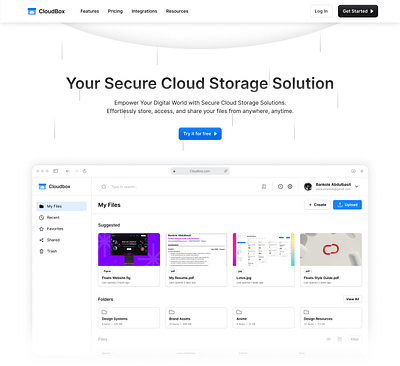 CloudBox adobe cloud figma header illustration product design ui ux web design website