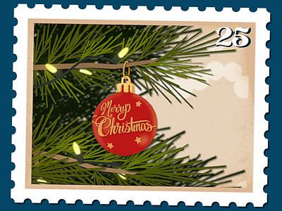 Christmas Day Stamp 25 after effects cheer christmas december design festive gif graphic green illustration lettering lights motion ornament postal seasonal tree type