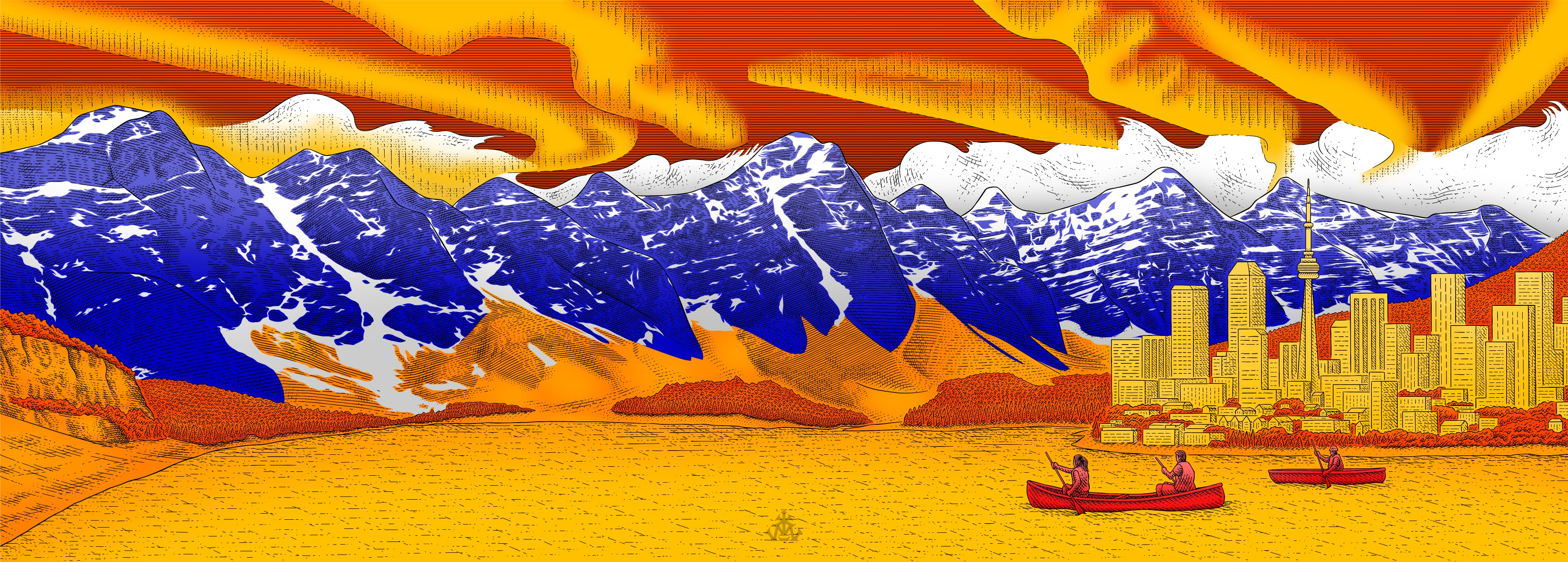 Canadian Landscape brand identity branding canada engrave engraving etching illustration linocut money engraving printmaking retro vintage web banner web design woodcut