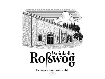 Weinkeller Robwog Logo Design branding engrave engraving etching illustration landscape linocut logo logo design nature printmaking retro vintage logo visual identity woodcut