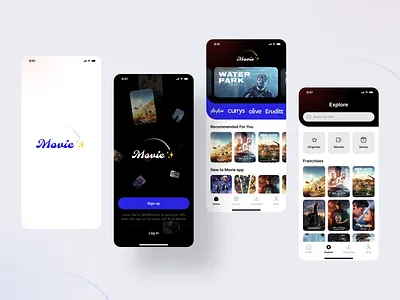 Movie UI Works ai app blue dark design film mobile movie ui ux