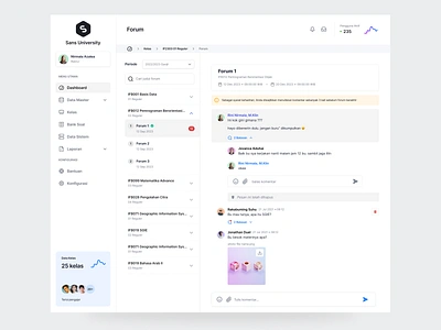 Forum Chatting - Sans UI application campus chat course education forum learning lms management online platform saas system ui university website