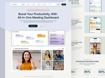 MeetHub - Meeting Schedule Website Animation animation animation daily animation design animation portfolio animation web design home meeting saas metting productivity saas task manager ui ux video call web manager