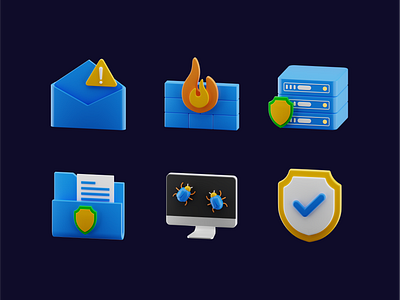 Internet Security Icon 3d computer design envelope icon illustration internet malware monitor online protection security server shield ui