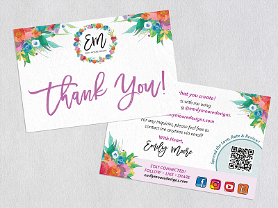 Thank You Card for Emily Moore Designs branding design designer graphic design graphicdesign indesign layout design ui