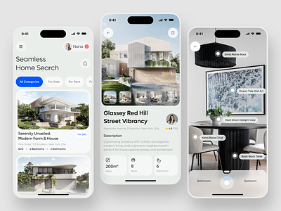 Rooma - Real Estate Mobile App app design buy clean house maps mobile mobile app mobile app design mobile ui property real estate real estate agency real estate mobile app recidence rent sell simple ui uiux ux