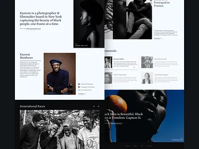 Photographer Portfolio app black and white branding dailyui desktop home page imagery landing page mobile photography portfolio serif ui ux uxui
