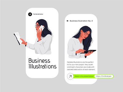 Bussines illustrations app branding business character design documentation flat girl illustration iphone office people startup tablet vector woman