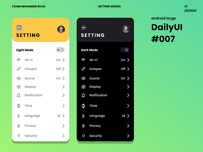 Setting Design - DailyUI#007 design icon mobile setting ui ux