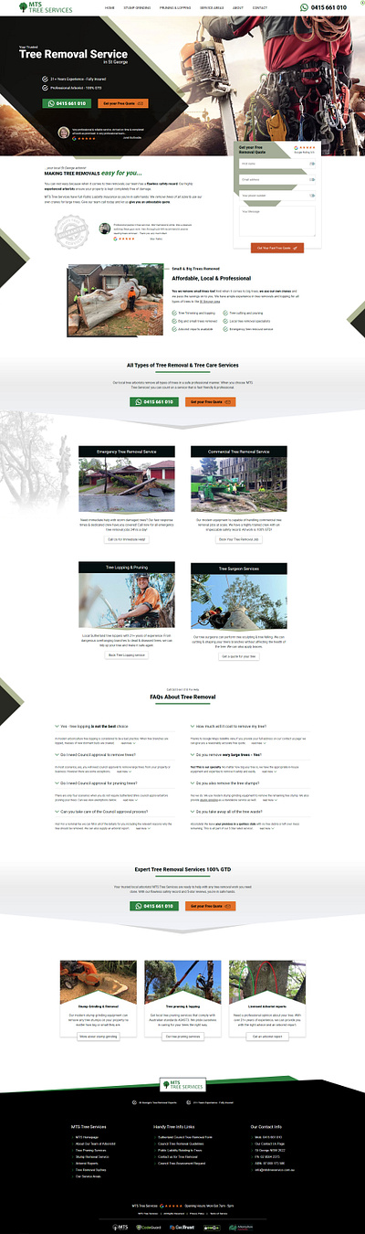 MTS Tree Service Area Page aborist website design page speed tree removals