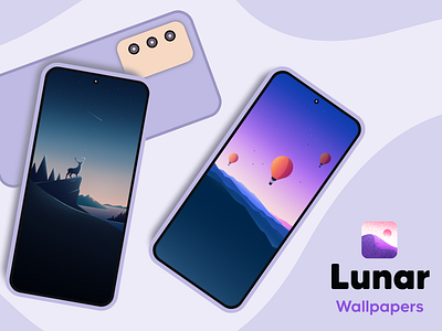 Lunar Wallpapers android android app app branding deer design developer dribbble graphic art illustration landscape sunset ui