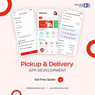 Pickup & Delivery App Development - Aramex Clone aramex clone app courier delivery app delivery app developer dubai devicebee on demand delivery app parcel delivery app development pickup delivery app postmate app clone