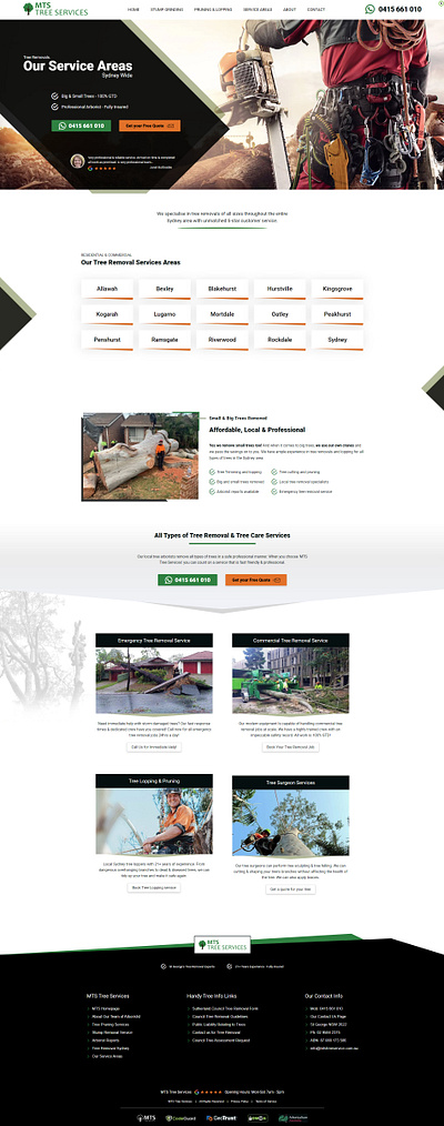 A Tree Removal Services Area Landing Page aborist website design page speed tree removal