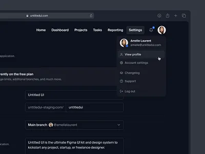 General settings — Untitled UI account account settings dark mode dark ui darkmode dashboard form preferences product design settings ui design user interface