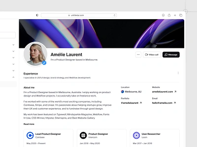 Online portfolio — Untitled UI curriculum vitae cv linkedin minimal online cv portfolio product design resume ui design user interface web design