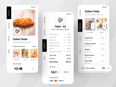 Food Bill Split App UI app business clean design design food and drink food app foodie ios app meal minimal mobile ofspace order receive taste ui