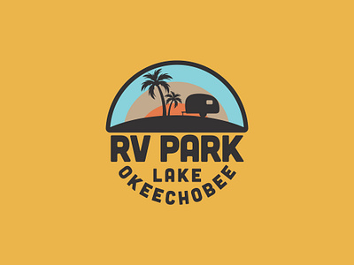 Lake Okeechobee RV Park branding design flat graphic design illustration illustrator logo minimal palm trees retro rv park vector