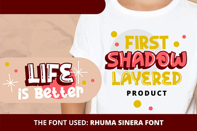 Rhuma Sinera Font Use branding font font layered fonts illustration inline layered logo poster shadow typeface typography