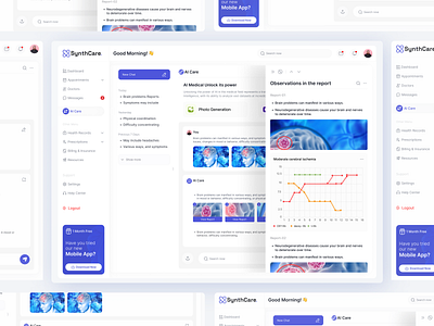 SynthCare - Telemedicine Dashboard Design-AI Chat 3d ai ai chat backbencher studio chatbot dashboard doctor medical medicine motion graphics telemedicine ui ux webapp website websitedesign