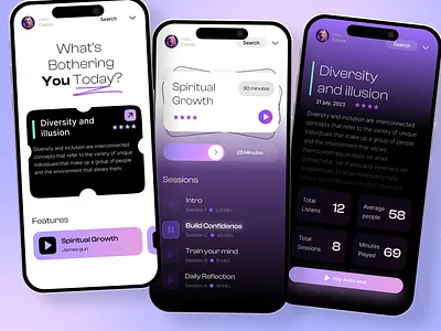 Meditation app design mobile app app app design app designer app developer calm calm app meditation meditation app meditation app design mental health mental health app mobile app modern app self development self help self help app self improvement ui designer ui developer wellness app
