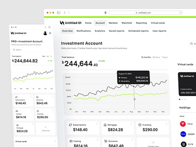 Investment dashboard — Untitled UI chart dashboard finance finance dashboard financial service fintech line chart minimal product design saas ui ui design user interface