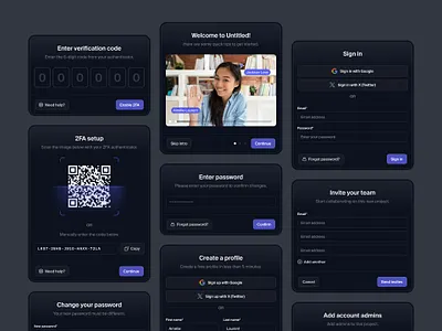 Bunch of modals — Untitled UI 2fa create account figma form minimal minimalism modal modals onboarding pop up popup product design qr code sign up signup ui ui design user interface verification code