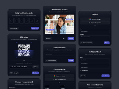 Bunch of modals — Untitled UI 2fa create account figma form minimal minimalism modal modals onboarding pop up popup product design qr code sign up signup ui ui design user interface verification code
