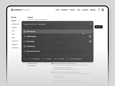 Command+K search menu — Untitled UI cmd k cmdk command k commandk product design quick actions quick search reminders search search bar search menu searchbar ui ui design user interface