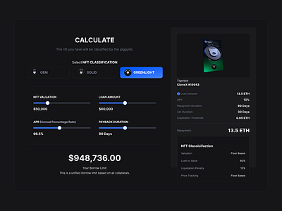 NFT Classification Calculate calculate classification landing nft product section slider ui ux