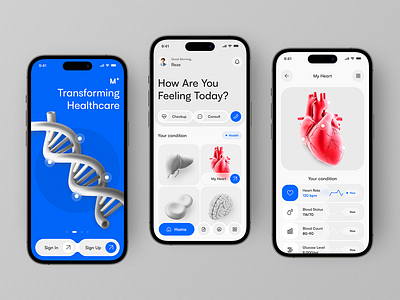 HealthTrack Mobile App 🩺📱 app branding design graphic design illustration logo typography ui ux vector