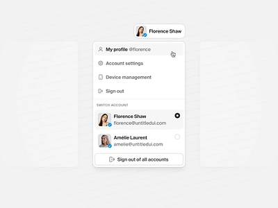 Switch accounts — Untitled UI account account management accounts dropdown menu minimal minimalism modern product design switch accounts ui ui design user interface