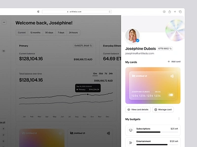 Card management slideout — Untitled UI card management credit card financial services fintech minimal minimalism modal product design slide out slide out menu slideout ui design user interface