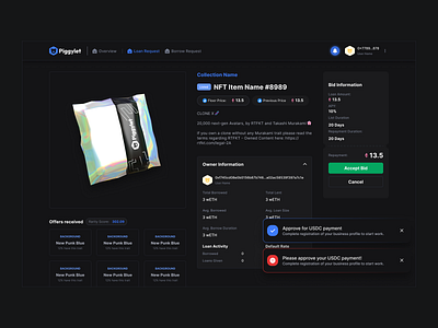 Dashboard - NFT Detail dark dark mode dashboard detail dribbble nft platform ui ux