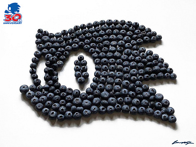 Sonic the Hedgehog [made of blueberries] blueberries fruit logo sonic sonic the hedgehog