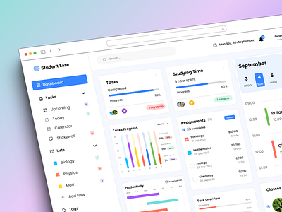 Student Ease advertisement analytics branding business dashboard design ecommerce education figma graph graphic design learning logo student student task management task management ui ui design web app website