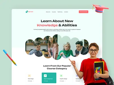 E-Learning Landing Page Design | Education Landing Page creative design e learning e learning landing page design education education website figma landing page design lms lms landing page design lms website school uiux design uiux designer website design