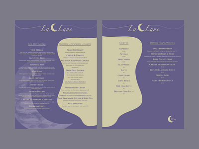 LaLune Cafe menu branding graphic design indesign logo menudesign typography visualtech