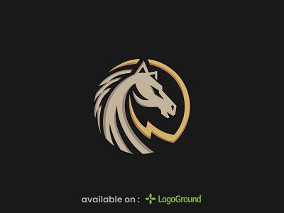 Circular Lightning Horse Logo (for sale) animals branding business circle circular company design elegant fast horse horse logo lightning logo logo logos logos mascot modern