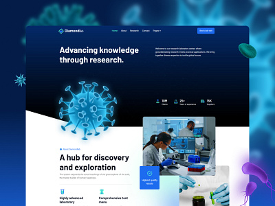 Health and Science Research Website Template biotech company forensic lab healthcare lab technician laboratory research center