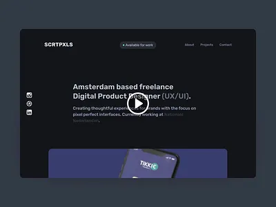 Secretpixels - Personal UX/UI freelance portfolio animated animation available cases design designer digital freelance hover hugo interface logos noorlander personal portfolio product secetpixels ui ux webflow