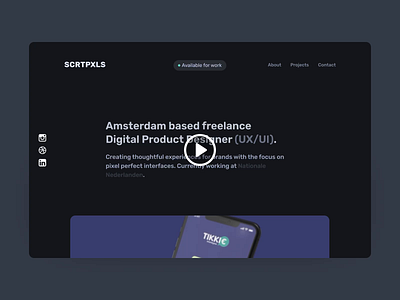 Secretpixels - Personal UX/UI freelance portfolio animated animation available cases design designer digital freelance hover hugo interface logos noorlander personal portfolio product secetpixels ui ux webflow