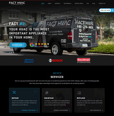FACT HVAC | Home Page Design | Design Sample 3d animation branding design sample graphic design logo motion graphics ui