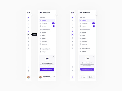 Sidebar nav - Metaballs UI dark mode menu navbar navigation product design sidebar sidebar nav sidenav user interface