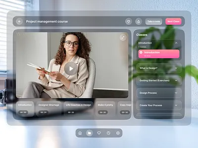Online Course for Vision Pro glassmorphism interaction design ui design uiux design visionpro