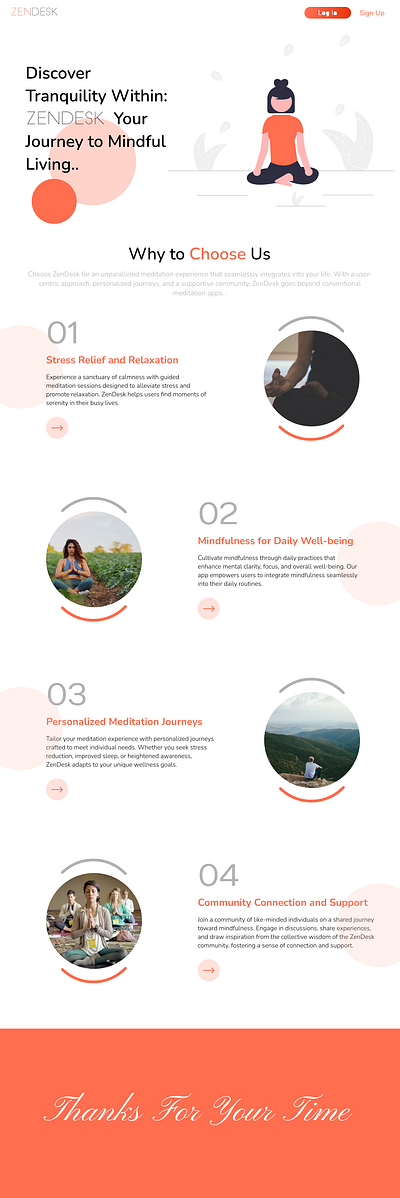 Zendesk/Meditation Landing page ui