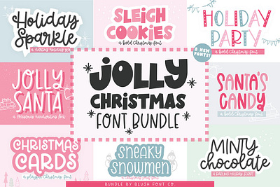 JOLLY CHRISTMAS Font Bundle big font bundle christmas holiday christmas font christmas fonts christmas sweater craft crafters crafting cricut cuttable signs font bundle font pairing fun holiday huge font bundle playful whimsical procreate signmaking signs whimsical