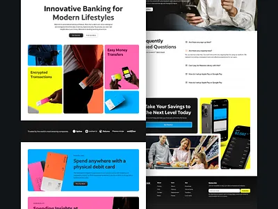 Rebank: Modern Banking Landing Page – Relume Design Challenge accordion app banking branding button cards design desktop email finance illustration imagery landing page logo money relume typography ui vector