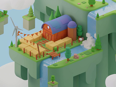 Coinly World — Low Poly Farm 3D Illustration & Animation 3d 3d animation 3d illustration blender cinema 4d concept game design illustration island isometric low poly lowpoly nft redshift