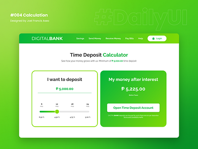 #DailyUI 004 Calculation bank web design banking web design daily ui 4 dailyui figma modern web design time deposit bank time deposit web design ui ui design uiux web design website design